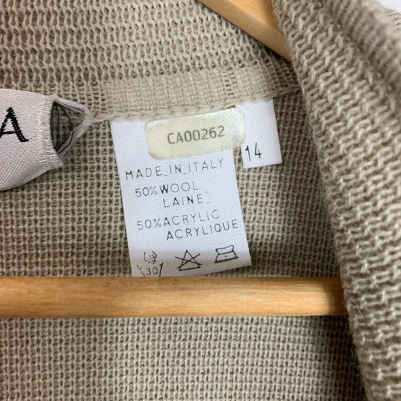 Grazia Made In Italy Wool Blend Button Front Cardigan  Neutral Womens Sz 14 Luxe - Picture 4 of 10
